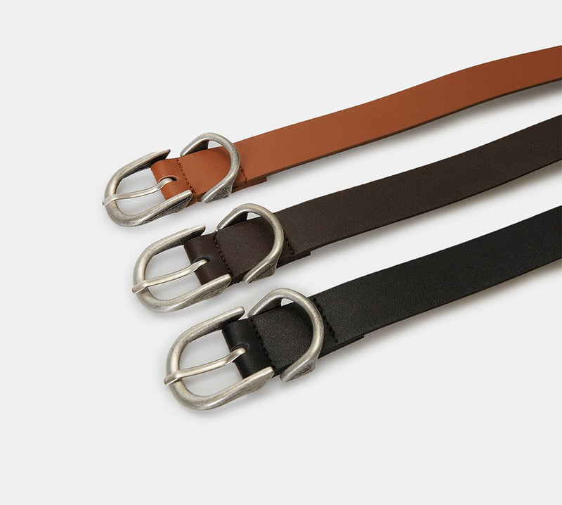 ビンテージバックルレザーベルト/Vintage buckle leather belt