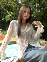 french tie lace shirt