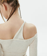 Twisted off-shoulder Top, Oatmeal