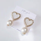 アクリルハートパールピアス/Acrylic Heart Pearl Earring