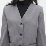 ミヌノンカラーモダンジャケット/Minu non-collar modern jacket
