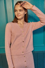 100% wool baby cable v neck cardigan&skirt_blush pink (6655906349174)