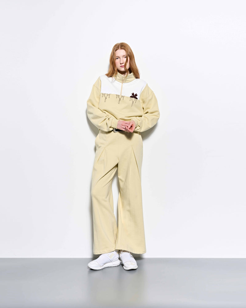 Pleated Wide Lounge Pants _ Yellow