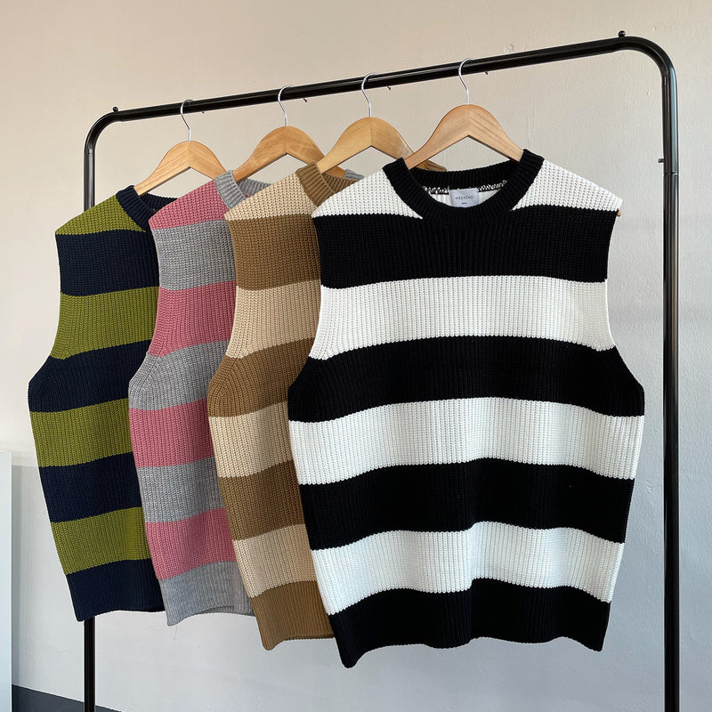 Dear Stripe Knit Vest(4color) (6552903614582)