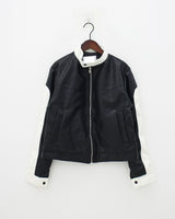 レイシングカラーマッチングレザージャケット / Racing color matching leather jacket (2color)