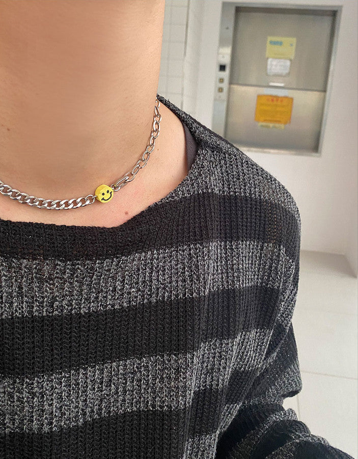 スマイルアンバルネックレス / No.8362 smile unbal necklace (3color)