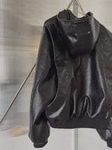 [PREMIUM/MADE] Nut leather label crop hooded jumper