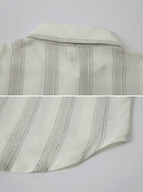 ストライプコットン長袖シャツ (2color)