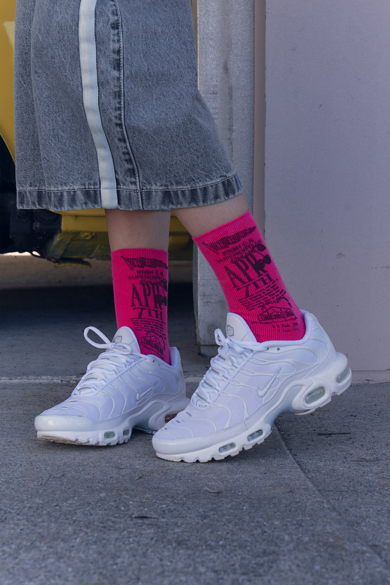 YOUTHHOSTEL GRAPHIC SOCKS [PINK]