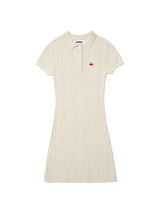 SMALL CHERRY CABLE KNIT DRESS [BEIGE]