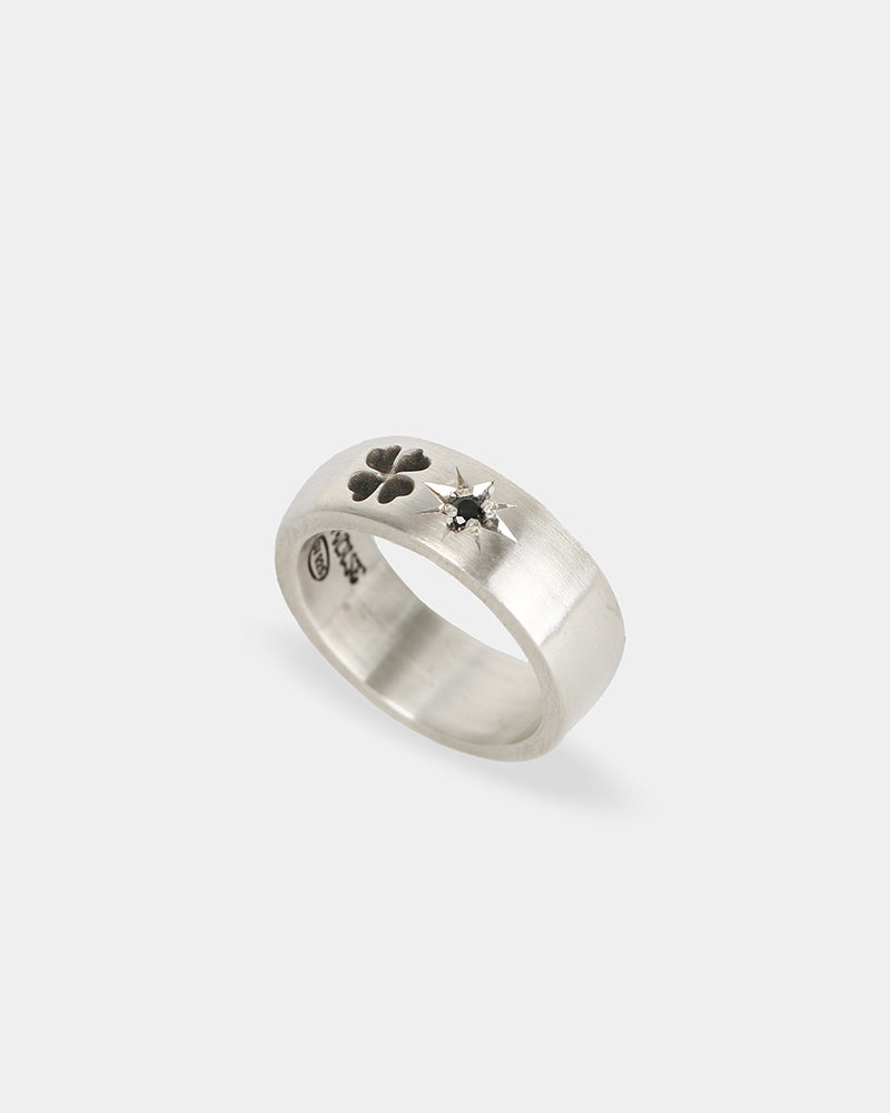  Clover star cubic ring (black)(925 silver)