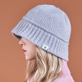 モノグラムラベルウールニットバケットハット/Monogram Label Wool Knit Bucket Hat Gray