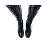 プラットフォームレースアップロングブーツ/Platform Lace-Up Long Boots(Black)