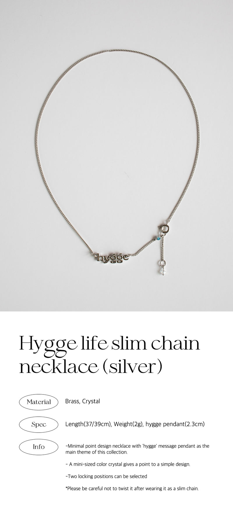 ヒュッゲライフスリムチェーンネックレス/Hygge life slim chain necklace (silver)
