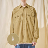 VZロゴビックオーバーフィットナイロンワークシャツベージュ/VZ Logo Big Over Fit Nylon Work Shirt Beige (6683364098166)