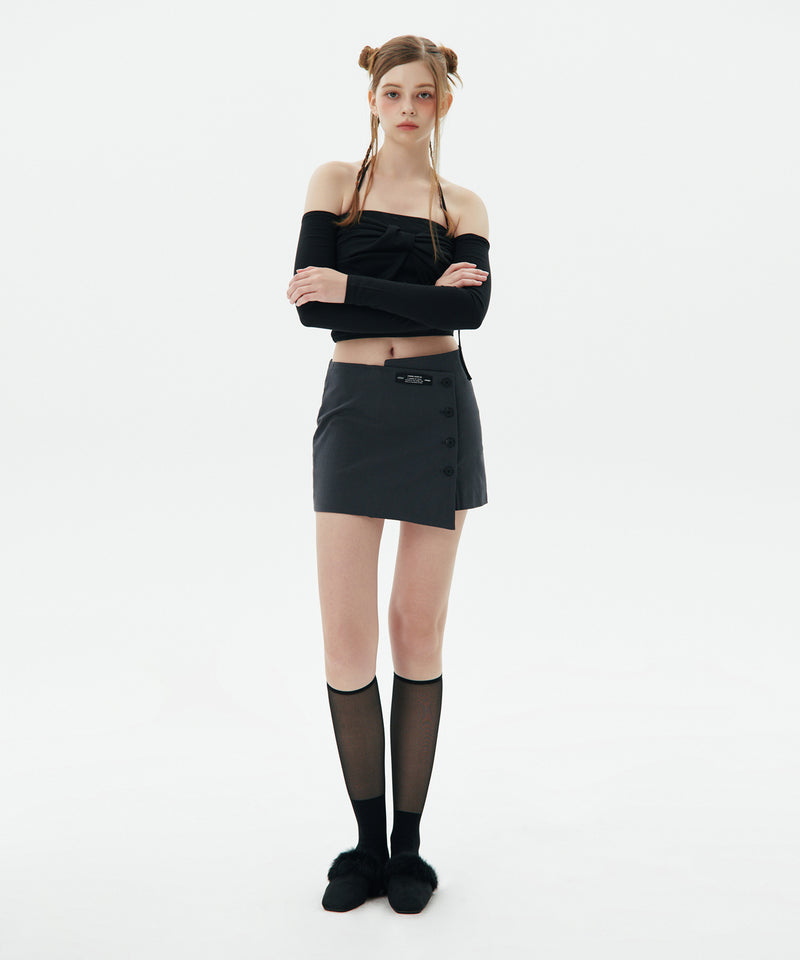 Slant Mini Skirt, Gray