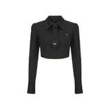 0 1 necktie crop shirt - BLACK (6681198493814)