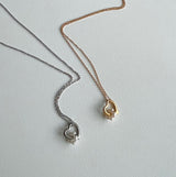 ハートパールコンビネーションピュアシンプルネックレス / hu Heart pearl combination pure simple necklace (2 color)