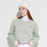 OW WOOL V NECK KNIT (GREEN) (6632567734390)