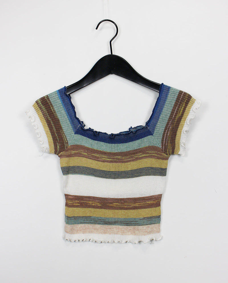 クレヨンオフショルダーニットTシャツ / Crayon Off Shoulder Knit T-shirt (2color)