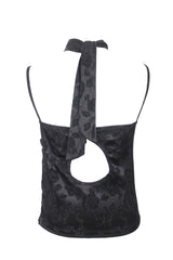 Miae rose satin set - top & scarf (black)