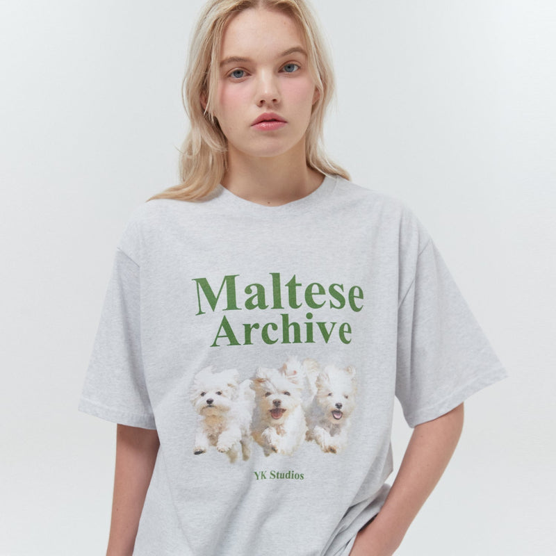 マルチーズアーカイブTシャツ / Maltese archive half sleeve tshirt overfit