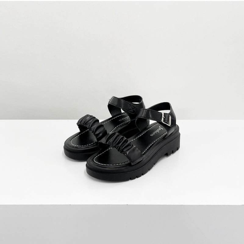 ミルズシャーリングフルヒールサンダル / Mills shirring full-heel sandals