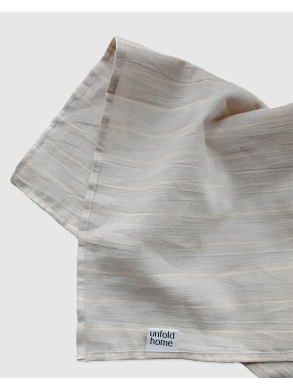 パッチワークキッチンクロス / [unfold home] Stripe Kitchen Cloth (Beige)
