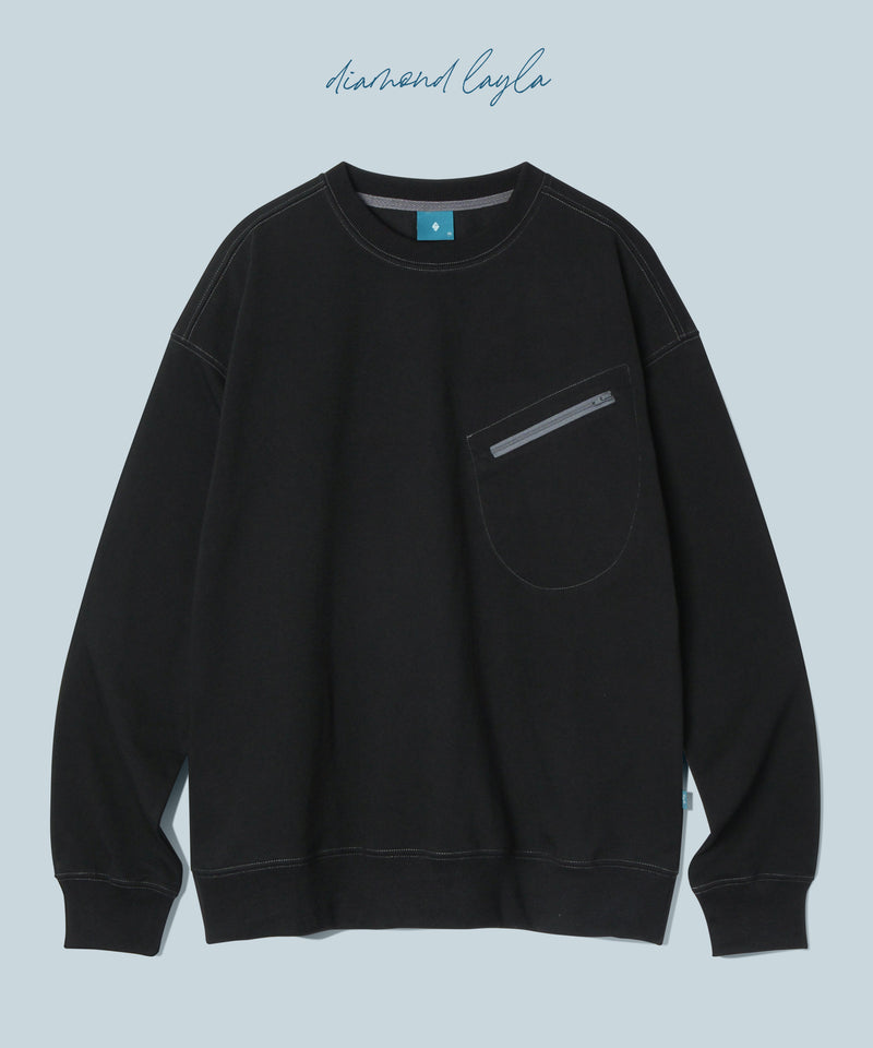 Pocket Zip-up Sweatshirt T63 Black