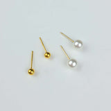Pearl simple ball earring (SET) (6655525716086)