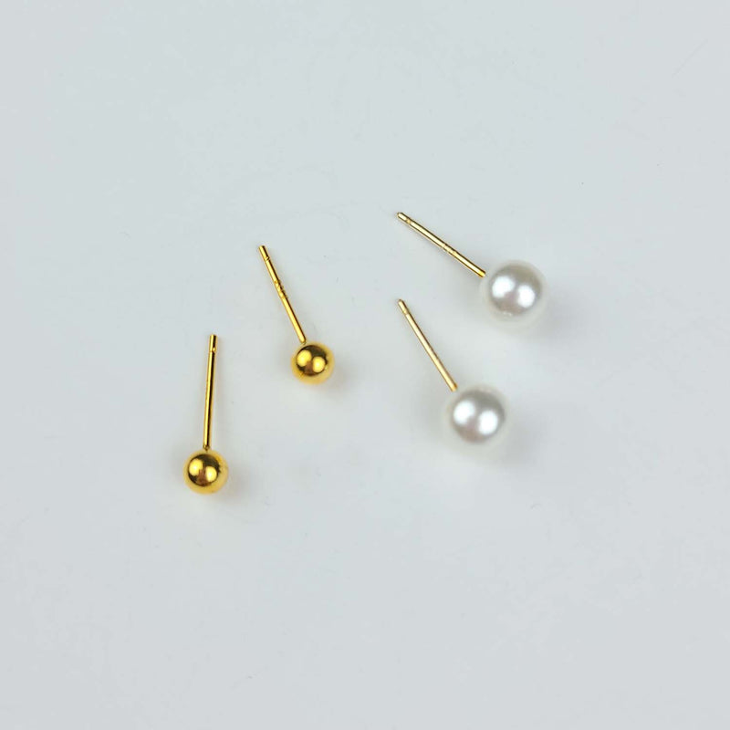 Pearl simple ball earring (SET) (6655525716086)
