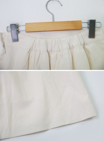 シャーリング2ボタンフレアミニスカート (3color)