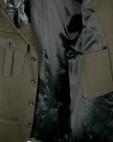 フェイクレザーコントラストミリタリーテーラードジャケット/Faux Leather Contrast Military Tailored Jacket