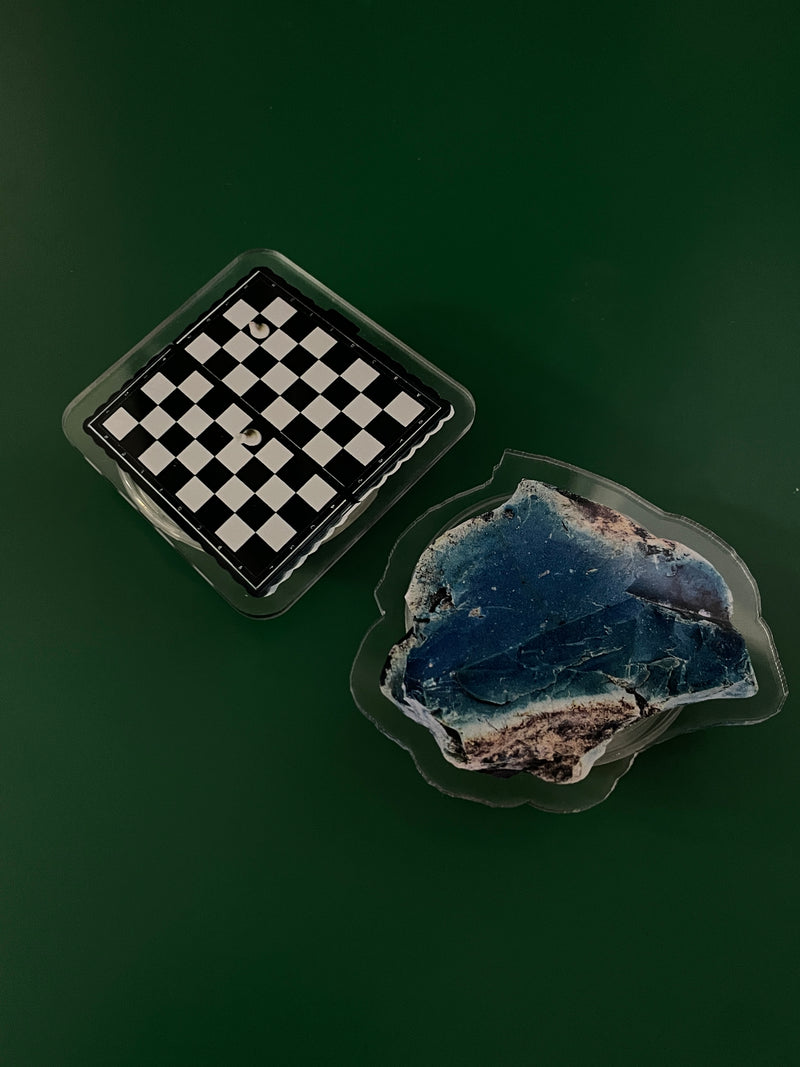 チェスボード&ブルーストーングリップ lovewillsetufree グリップ/Chessboard & Blue stone grip tok lovewillsetufree grip tok