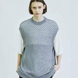グラデーションパンチングニットベスト/gradation punching knit vest grey