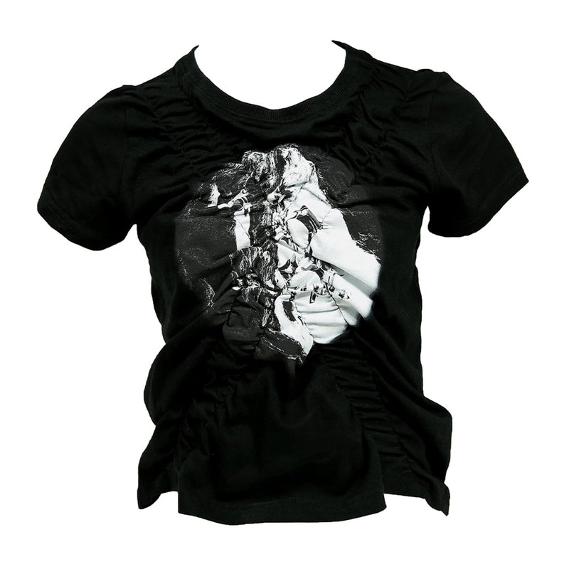シャーリングロゴクロップTシャツ / 222 X shirring logo crop t - Black