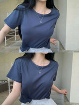 デイリーラベルセミクロップショートスリーブTシャツ/[Bellide made] Daily Label Semi-Crop Short Sleeve T-shirt
