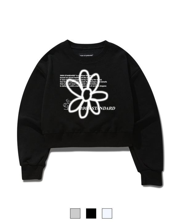 BW FLOWER Short Crop Sweatshirt (SCMSTD-0034)