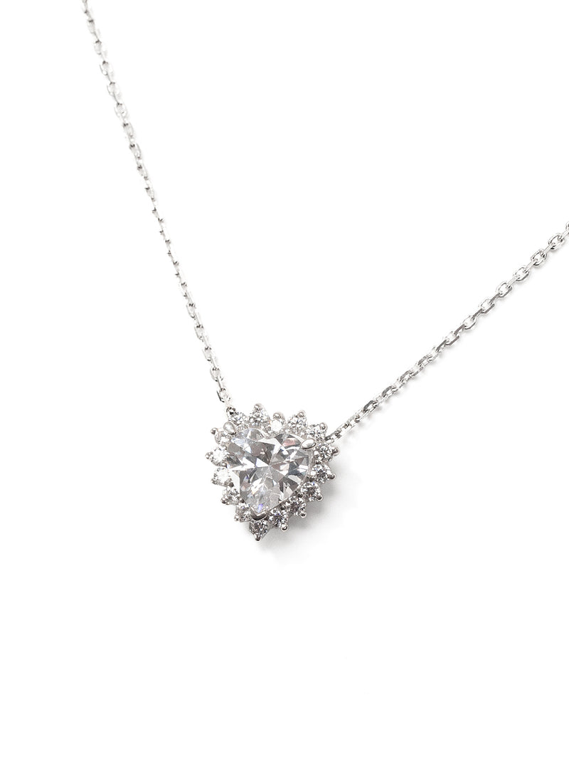 Crystal Heart Necklace (White)