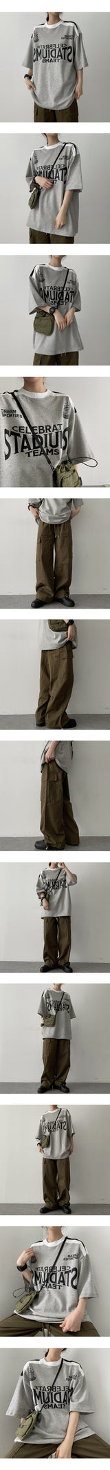 デウムカラーラインボキシー半袖Tシャツ / Deum Color Line Boxy Short Sleeve Tee
