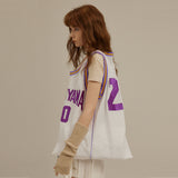 バスケットボールユニフォームアップサイクリングトートバッグ/Basketball Uniform Upcycling Tote-bag_Purple