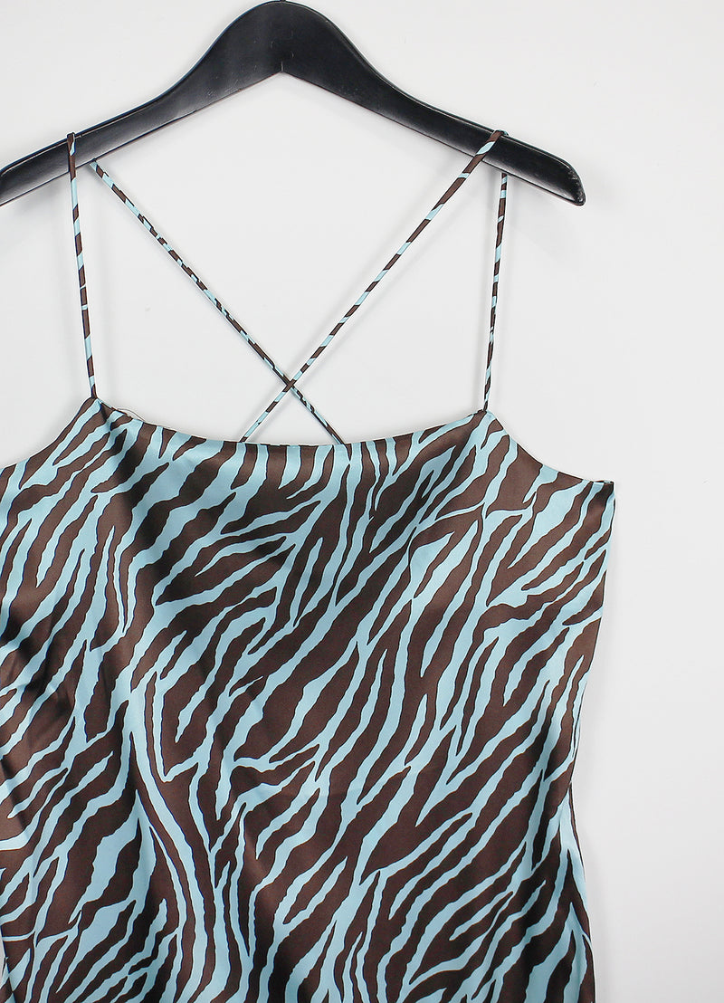 サテンゼブラシャーリングドレス/Satin Zebra Shirring Dress (2color)