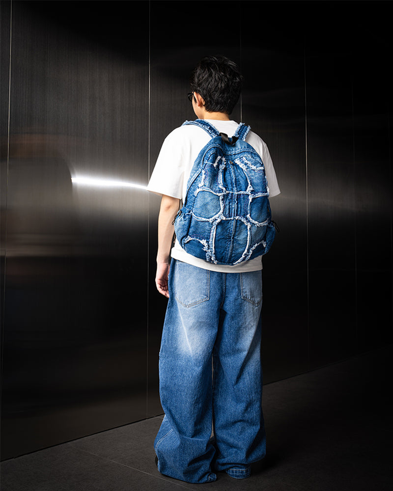 ウォッシュド デニム タートル バックパック / Washed Denim Turtle Backpack (Blue)
