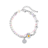 ピンクビーズデイジースマイルブレスレット/Pink Beads Daisy Smile Bracelet