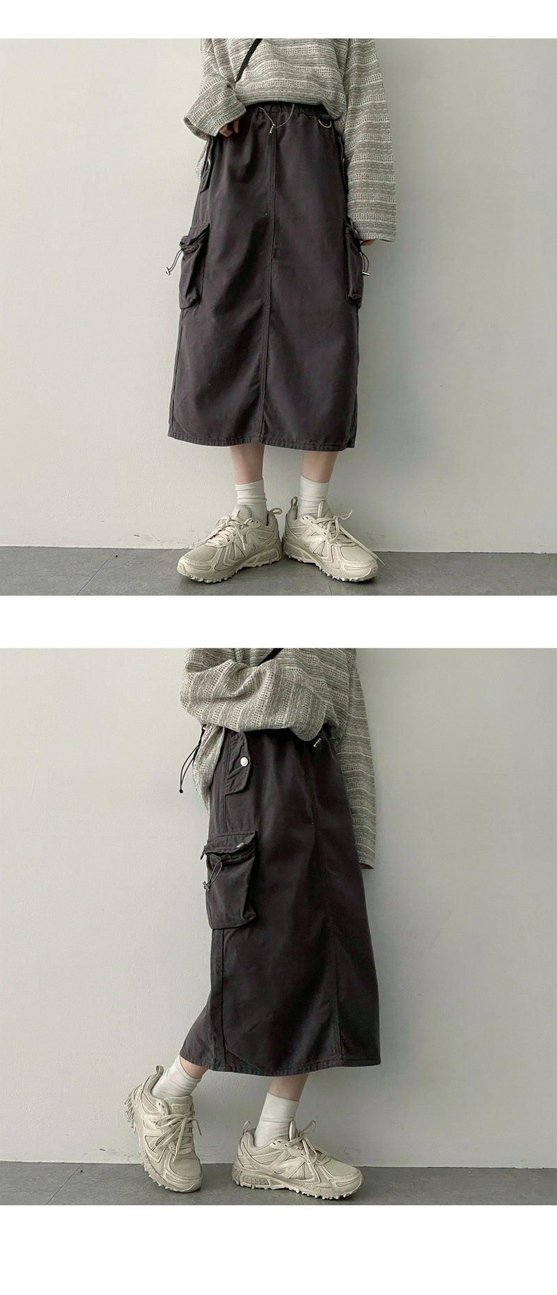 ペディストリングポケットカーゴロングスカート/pedi string pocket cargo long skirt