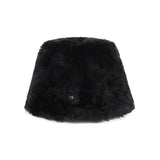 ファーロングラベルソリッドドロップバケットハット/Fur Long Label Solid Drop Bucket Hat Black