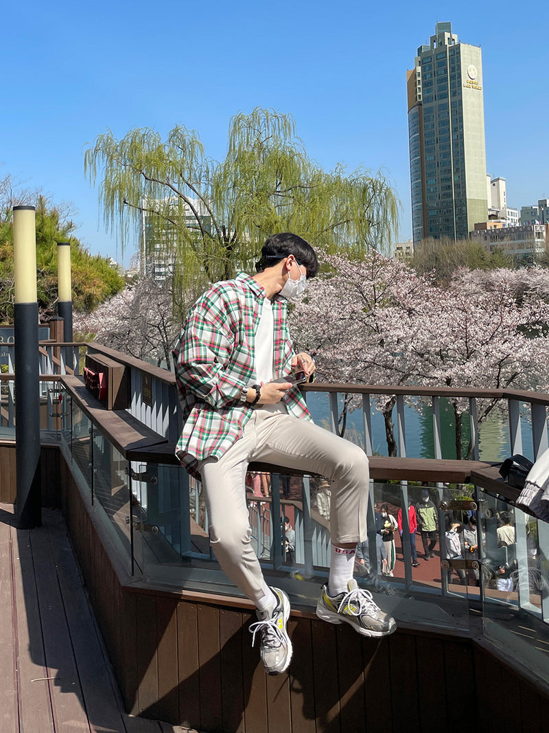 Beru Cherry Blossoms Check Shirt (2color) (6568798617718)