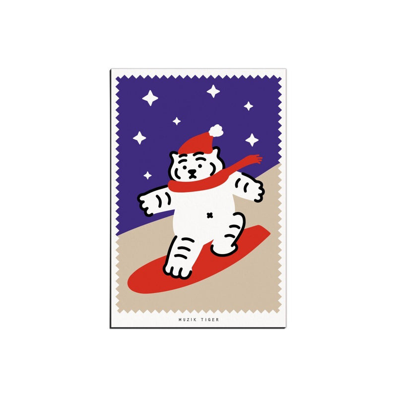 SNOWBOARD TIGER POST CARD (6538538483830)