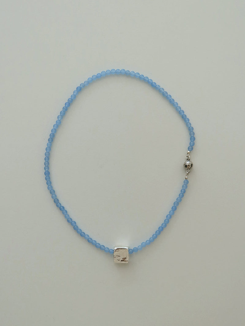 マグネットスクエアジェイドネックレス/magnet square jade necklace - blue