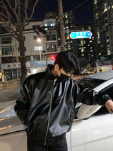 Arc crop leather jacket (4646180814966)